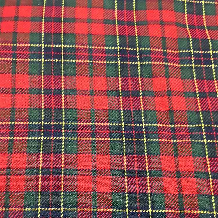 现货供应圣诞斜纹红绿格子布料 校服校裙园服百褶裙领带面料