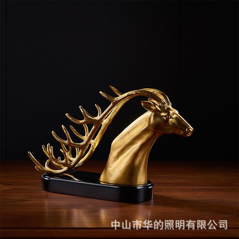 欧式美式水晶配铜全铜奢华客厅别墅摆件高端家居工艺品摆件饰品