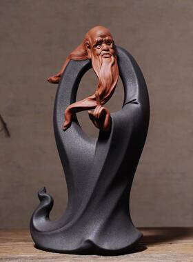 正品创意摆泥塑覆古陶瓷历人物老子佛像件中式家居所禅意会史软装