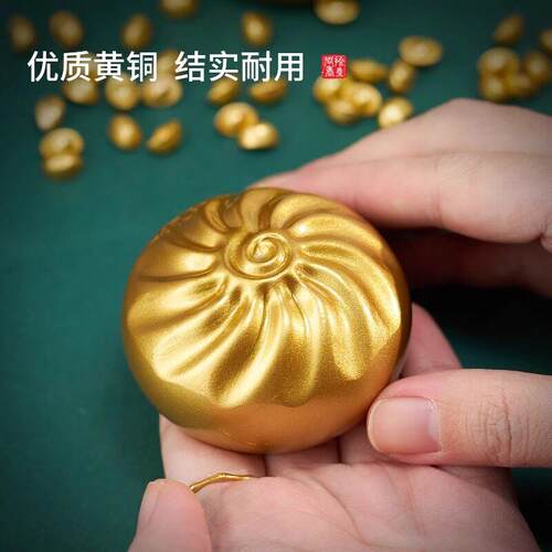 纯黄铜福包子创意小摆件包赢包赚生日礼物餐桌茶道彷真桌面装饰品