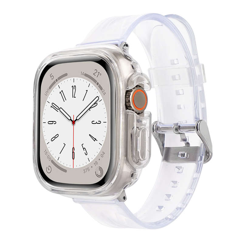 适用iwatch8苹果冰川透明手表表带果冻色ultra保护壳applewatchs7