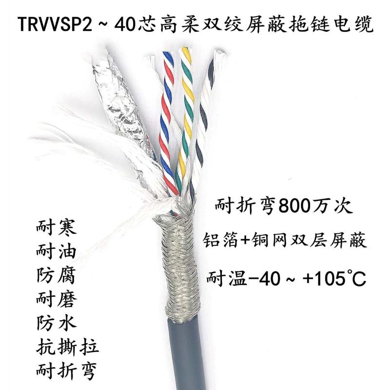 TRVVSP 高柔双绞屏蔽拖链电缆2 4 6芯0.5 1编码器信号线 耐折耐油