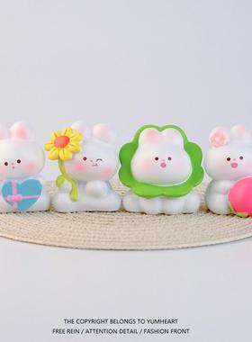 创意可爱卡通田园兔兔子萌物办公室电脑桌装饰摆饰送朋友闺蜜礼物