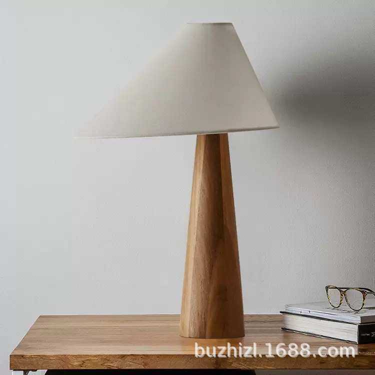 中古实木台灯新中式设计师款床头台灯复古样板间布罩装饰木艺灯,家装灯饰光源,装饰台灯,淘宝优惠券,粉丝福利购,淘宝优惠卷