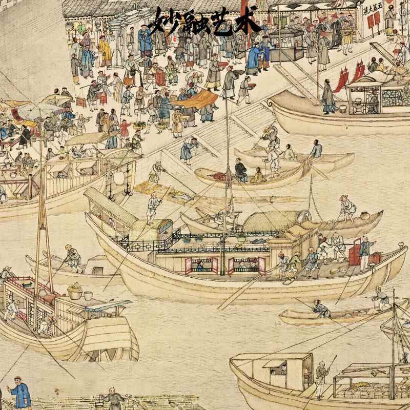 苏大妈繁荣画苏州古城山水画挂画新中式客厅装饰画背景壁画