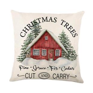 Pillow Christmas Cover 45x45cm Pillowcase Linen Throw Merry