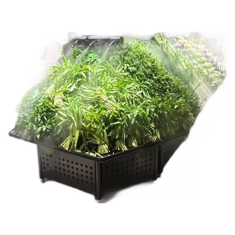 超市喷雾蔬菜货架果蔬架不锈钢叶菜展示生鲜蔬果保鲜多层叶菜架