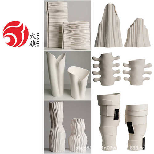 厂家直销现代艺术家居软装白色陶瓷手工花瓶摆件样板房别墅酒店装