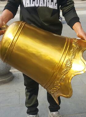 铜钟大号光面黄铜铃铛挂件寺院撞钟悬挂凉亭挂饰六字真言装饰