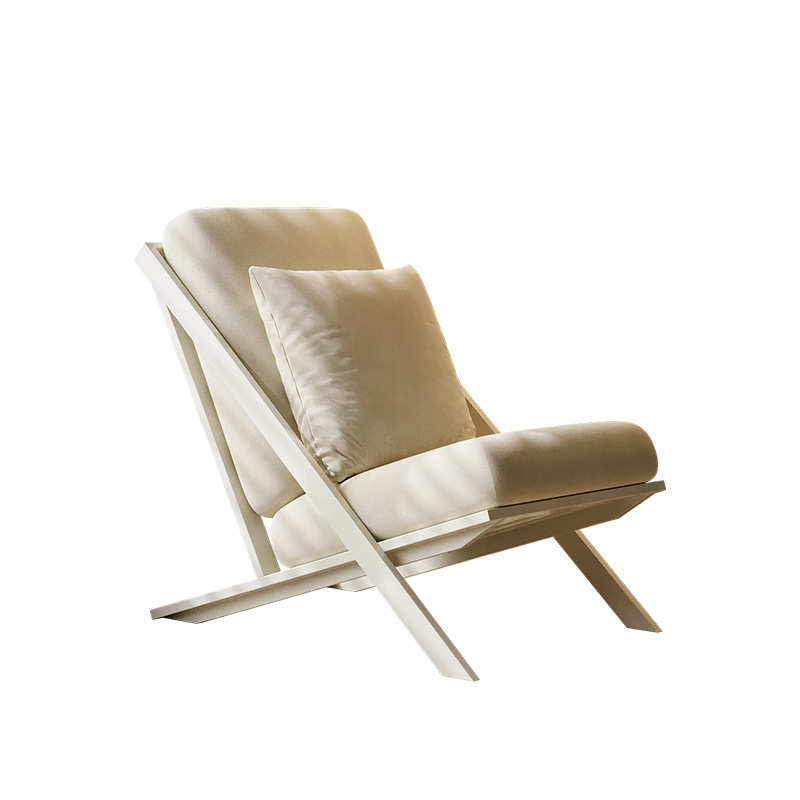 中古奶油风休闲椅单人沙发椅侘寂风民宿阳台休闲椅懒人靠背躺椅