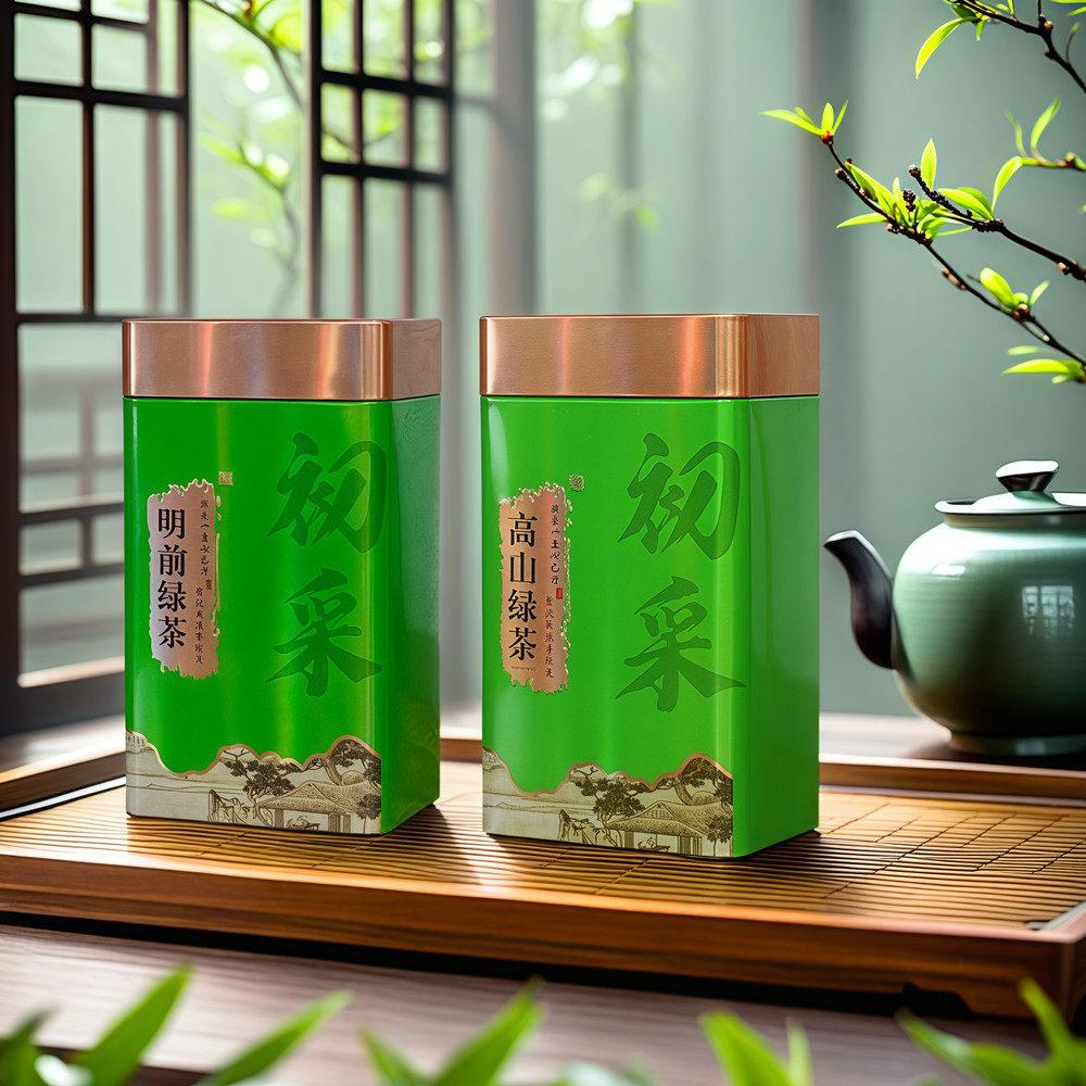 绿茶新款包装盒礼盒金属茶叶罐铁罐龙井一斤装中式通用空罐密封罐