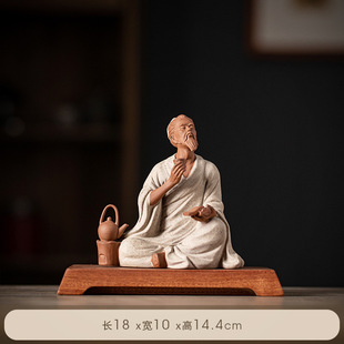 古代历史人物茶圣陆羽伯牙抚琴李白雕塑像书房桌面陶瓷禅意摆件