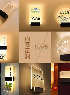 门牌亚克力透明板led发光提示牌公司酒店办公室包厢diy标识牌