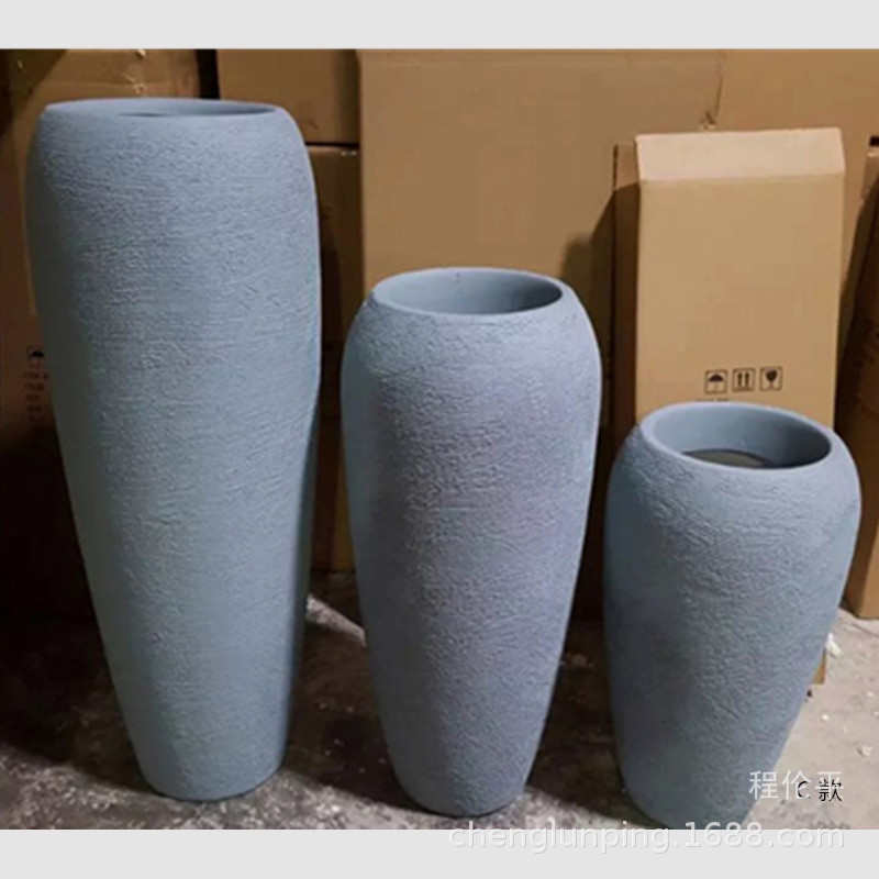 玻璃钢落地大花瓶摆件客厅花缸装饰品商场房地产绢花干花插花花器