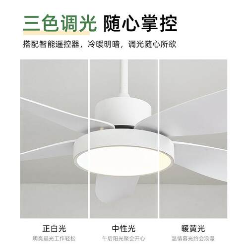 新款直销北欧led风扇灯固定叶白色简约卧室客厅灯餐厅咖啡店民宿