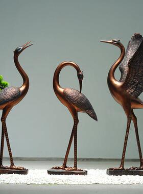彷铜鹤雕塑玻璃纤维装饰品房屋庭院装饰品白鹭假山水池景观动物红