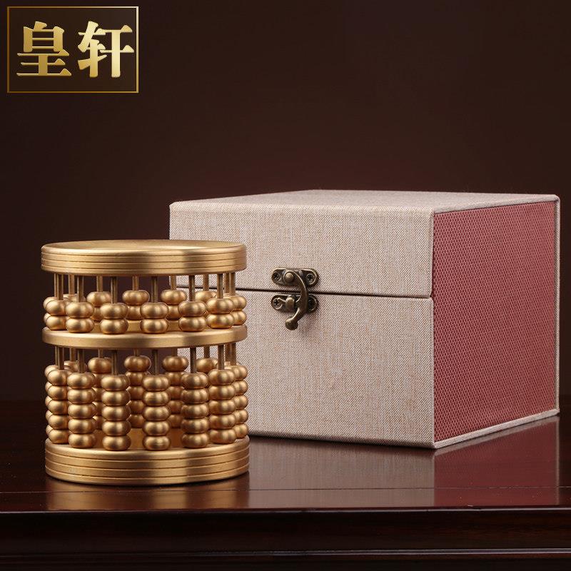 纯黄铜算盘笔筒摆件珠算笔筒文房四宝办公用品年会礼品工艺礼品摆