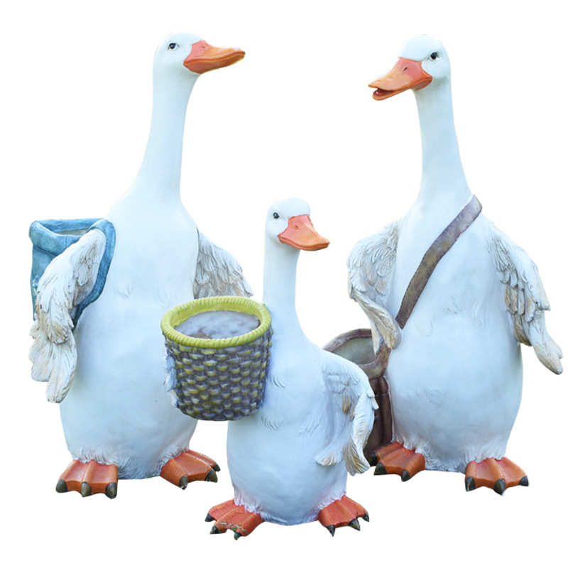 仿真鸭子雕塑摆件园林景观草坪房地产庭院美陈户外卡通玻璃钢动物