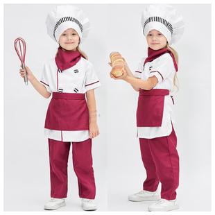 亚马逊新品男女儿童COS小厨师表演服 小厨师舞台演出服定制