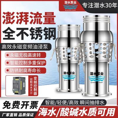 新款不锈钢便携永磁水泵变频潜水泵养殖轻便型海水流量鱼塘灌工厂