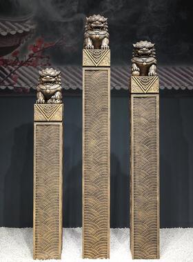 新中式客厅装饰入户玄关禅意招财貔貅彷石狮子一对落地摆件拴马桩