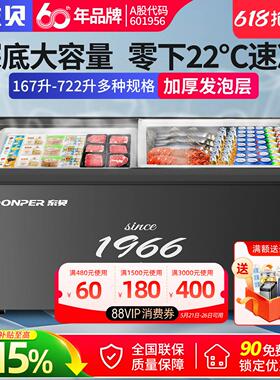 东贝商用卧式展示柜冷柜玻璃门冰柜冷冻保鲜柜超市组合岛柜雪糕柜