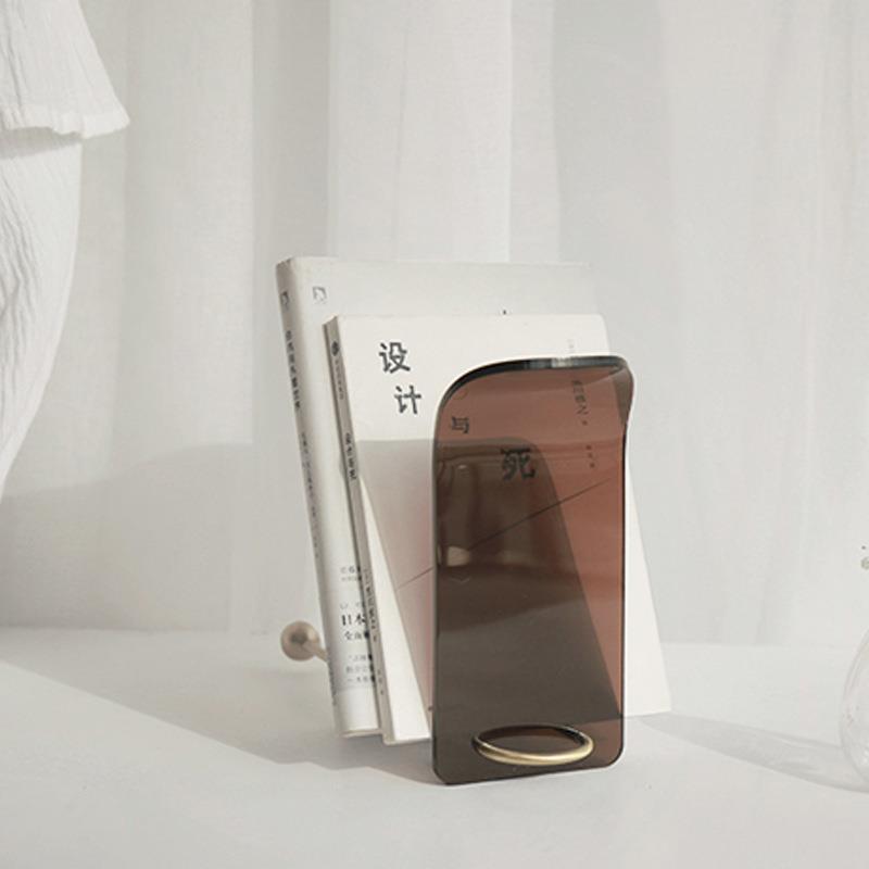 现代SRC轻奢亚件克力金属立书书架书档书房夹桌面收纳架摆软装饰