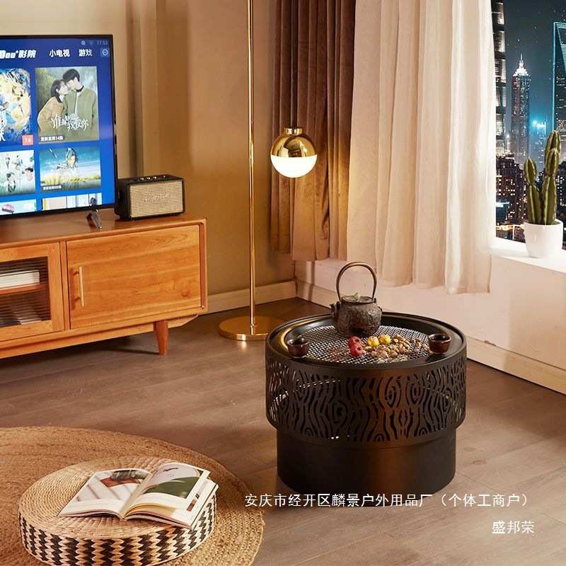盆碳木炭炭火庭院烧烤炉家用火盆室内炉煮茶围炉取暖炉中国烤火炉
