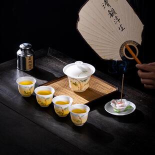 铭磊冰种羊脂玉茶具套装茶壶香座德化白瓷功夫办公家用新中式