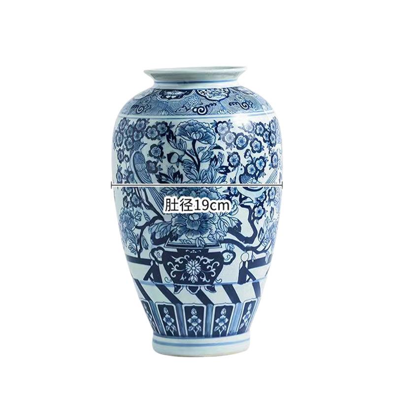 景德镇陶瓷花瓶高级感青花瓷客厅玄关摆件新家餐桌装饰品中式瓷罐