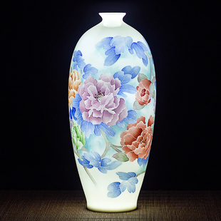 饰花插摆件 重工满绘陶瓷花瓶八旬国宝级大师袁述凡手绘赏瓶家居装