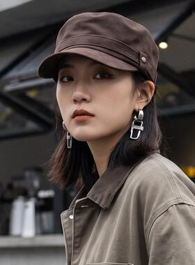 灰色帽子女2026新款今年流行爆款英伦复古风报童帽简约显脸小马术