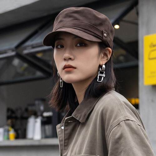 帽子女设计感小众英伦复古风报童帽简约显脸小马术帽时尚气质鸭舌