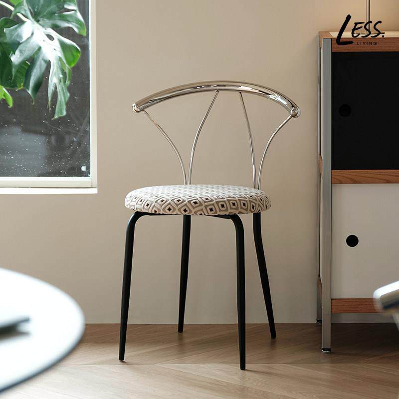 less living北欧创意不锈钢餐椅中古餐桌椅家用饭厅简约靠背椅子