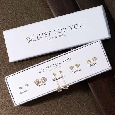 S925 silver needle, 10 pieces, one week gift set, earrings,