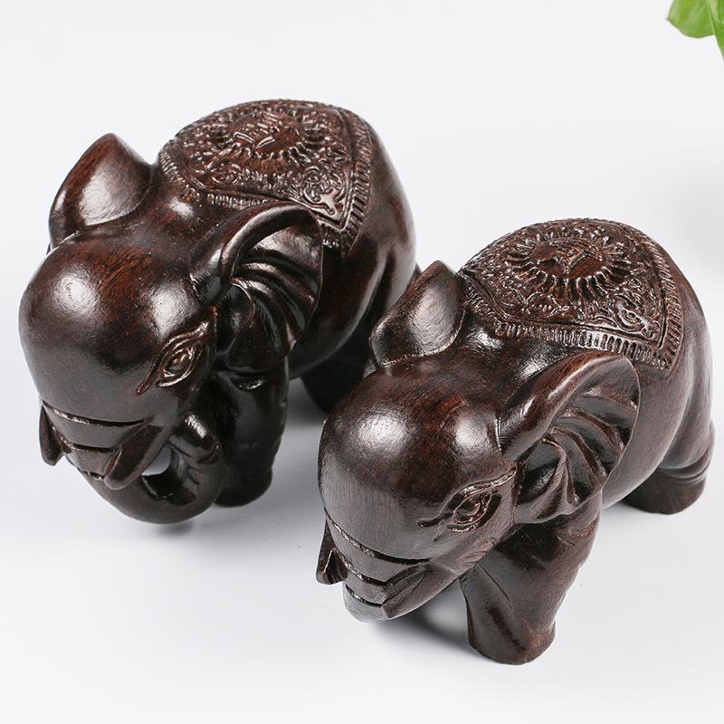 黑檀沉香手把件装饰品 木雕皮黑富贵大象工艺品 木制品加工摆件