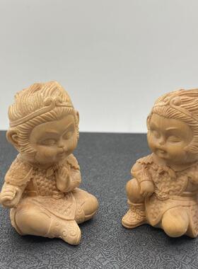 小叶把黄杨雕汽车WNF中控台摆件生肖猴动物齐孙天大圣悟空手木件