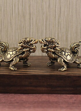 黄铜复做旧大号八工卦龙龟摆件书房桌装饰品铜616雕古艺八卦龙书