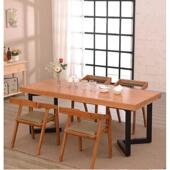 北欧实木餐桌 饭桌复古铁艺火锅桌家用餐桌 休闲餐厅饭店桌椅组合