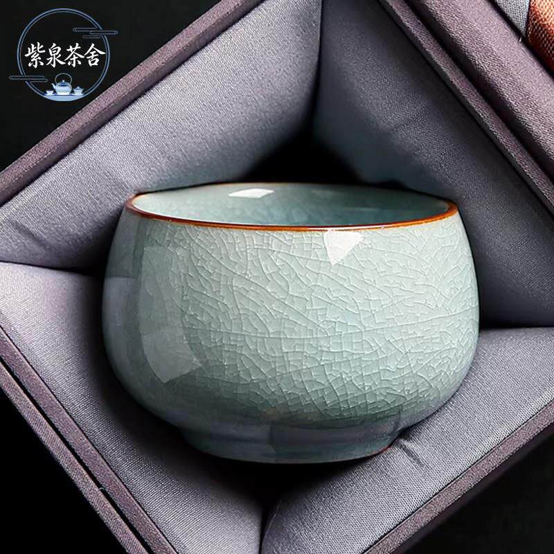 汝窑冰花主人杯单杯功夫茶具茶盏家用开片个人专用茶杯陶瓷品茗杯