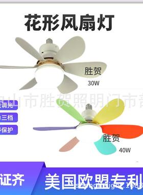 LED新款e27风扇灯遥控多功能三色调光家用卧室儿童书房客厅风扇灯