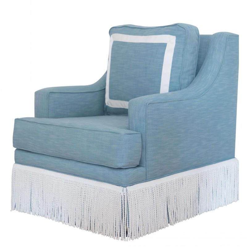 法式复古风奶油色流苏单人沙发椅轻奢客厅设计师阳台休闲靠背椅