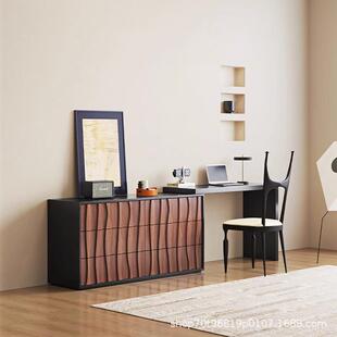 中古梳妆台化妆桌一体卧室转角书桌化妆台床头柜靠墙收纳柜六斗柜