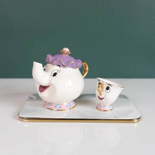 美女与野兽陶瓷镀金茶壶茶杯Mrs. Potts 茶煲太太立体糖罐套装杯