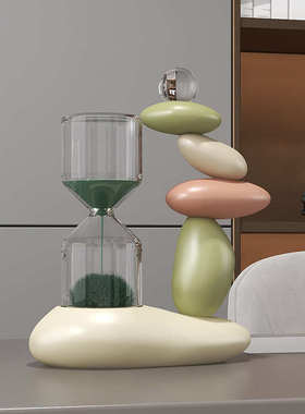 办公室摆件家居磁力客厅沙漏装饰品石头酒柜时来运转物好玄关工位