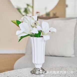 轻奢复古奶油风陶瓷花瓶高级感客厅家居软装 法式 饰品摆件
