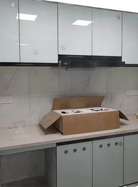 厂家直销晶钢门隐边铝框型拉手钢化玻璃整体厨房晶钢门全铝家具