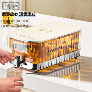 大容量冷水壶家用透明水果柠檬茶果汁饮料桶冰箱厨房带龙头凉水壶