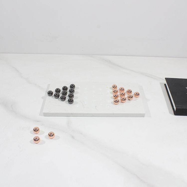 现代简约创意大理石金属棋子棋盘客厅摆件样板房茶几创意软装饰品