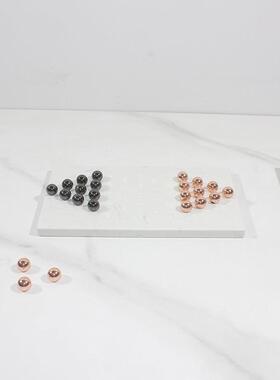 现代简约创意大理石金属棋子棋盘客厅摆件样板房茶几创意软装饰品